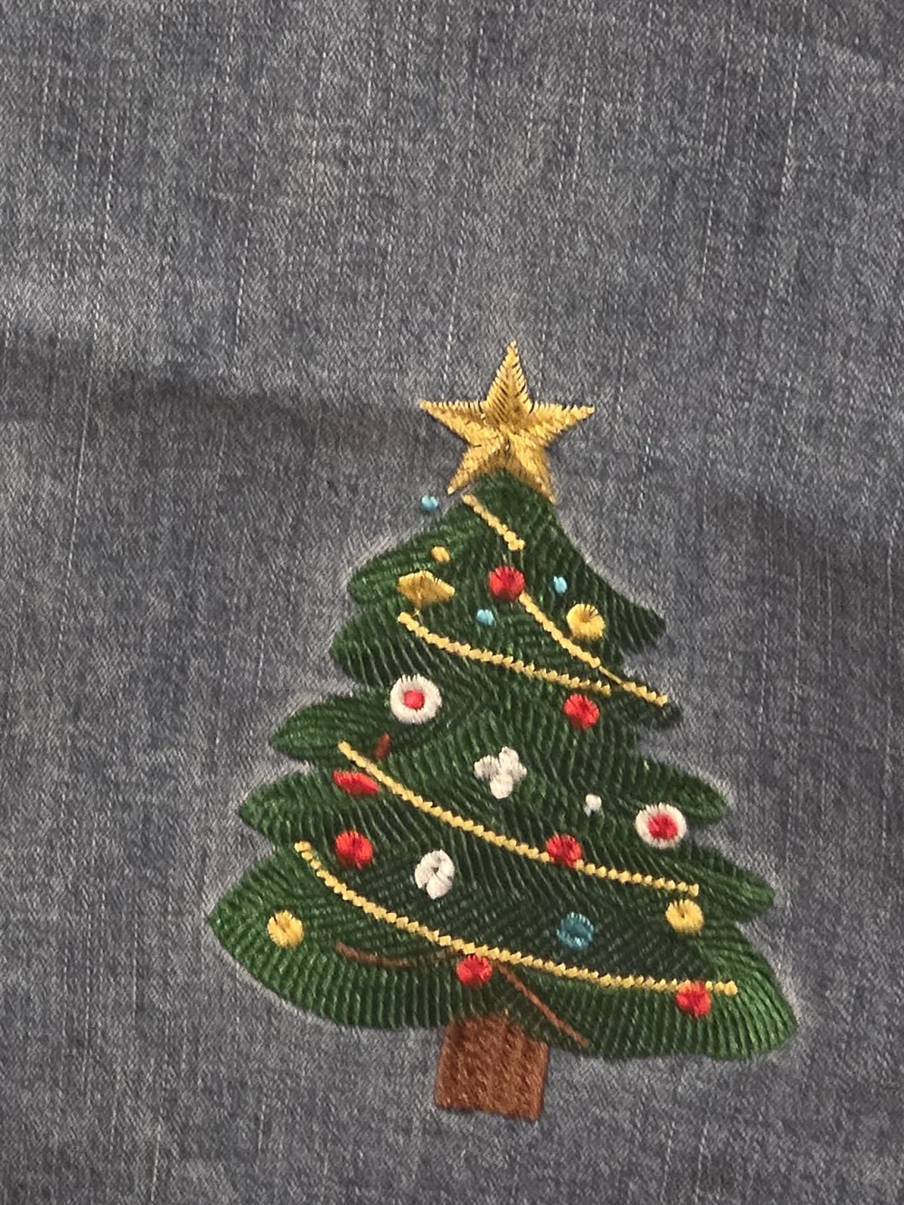 Women’s Gray Boot Cut Jeans with Holiday Embroidery - Picture 3 of 6